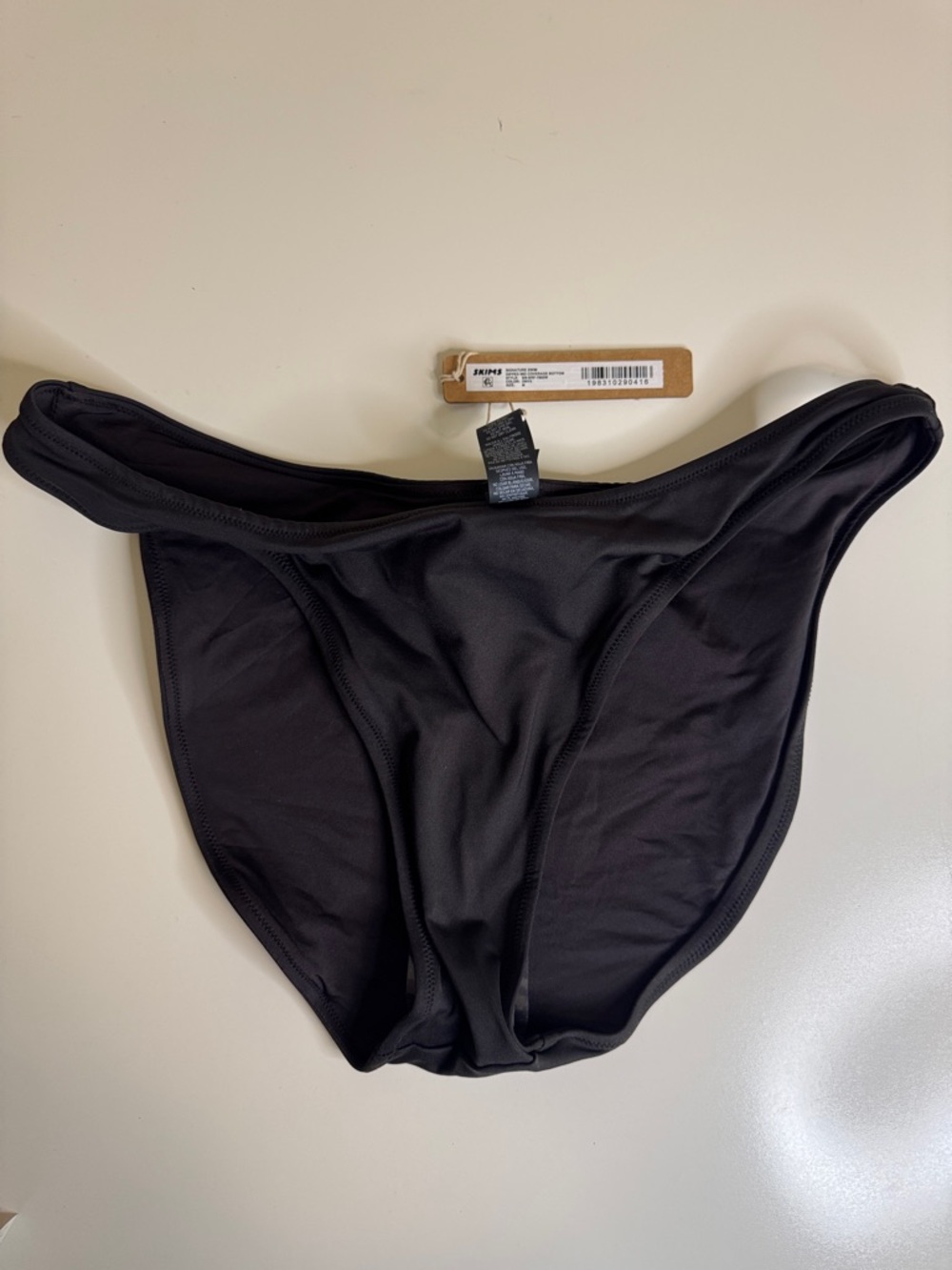Skims Signature Swim Dipped Mid Coverage Bottom Onyx M